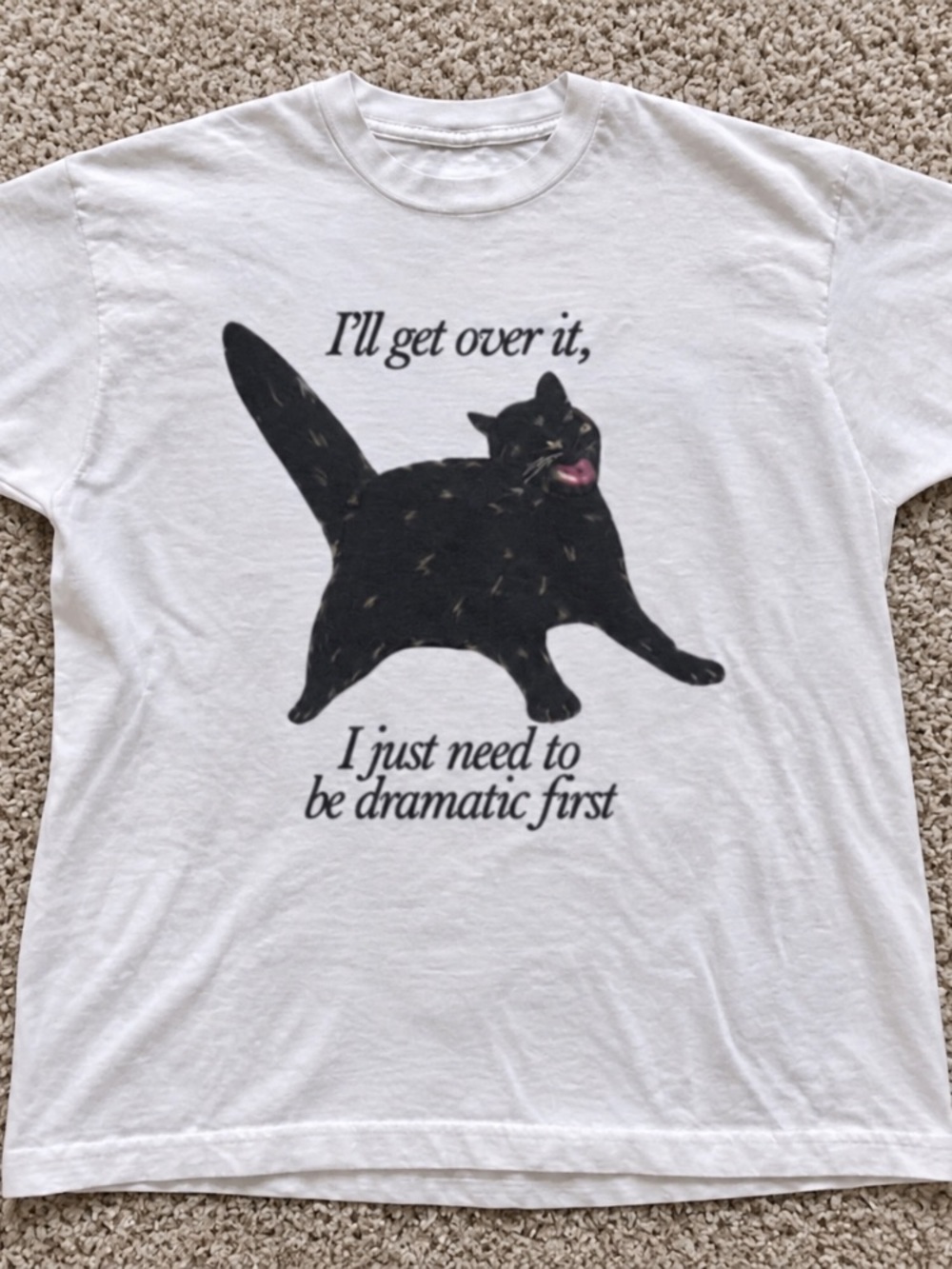 White Pet Tee with Playful Black Cat Graphic T-shirt